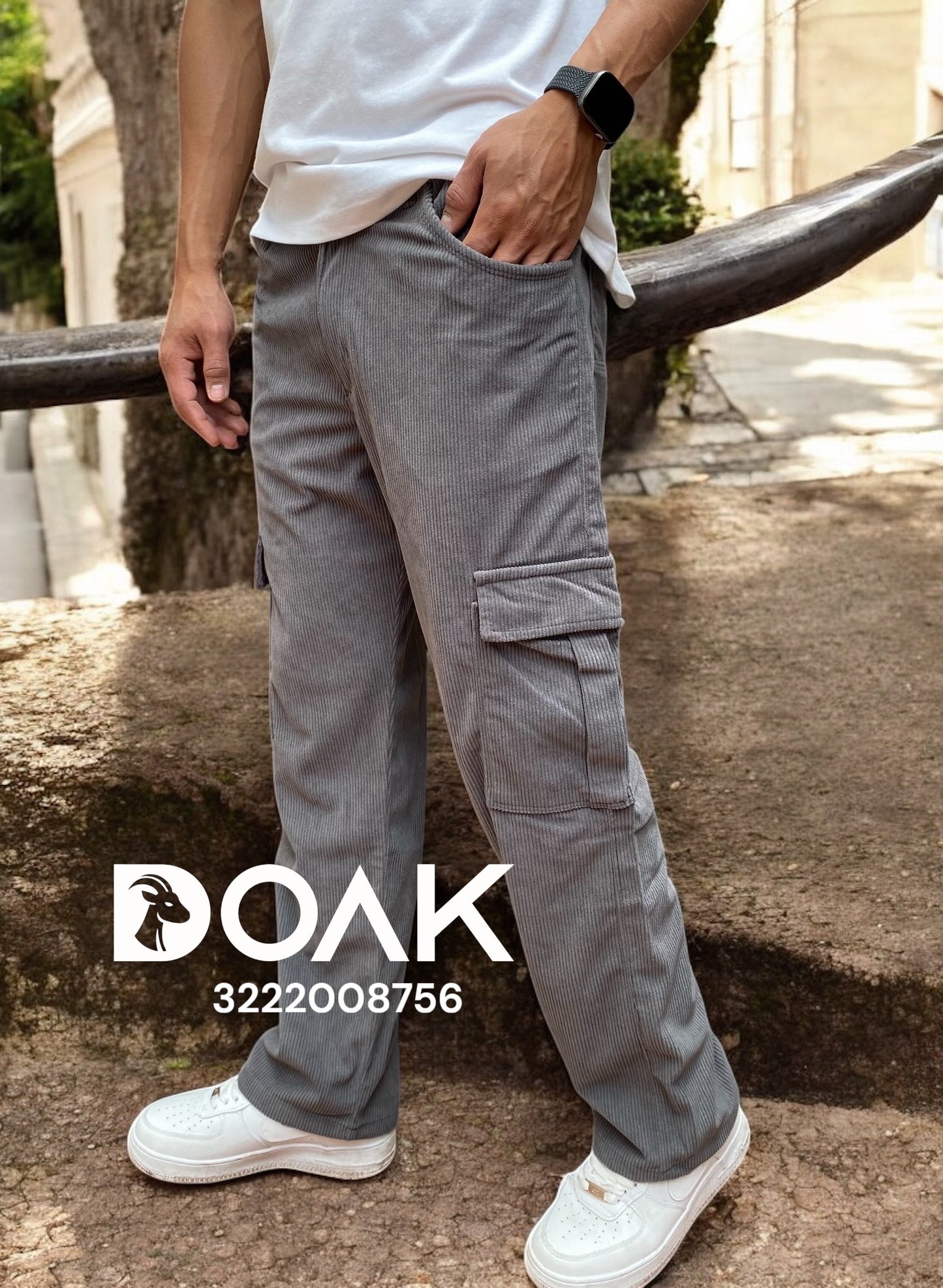 Pantalon cargo tela pana