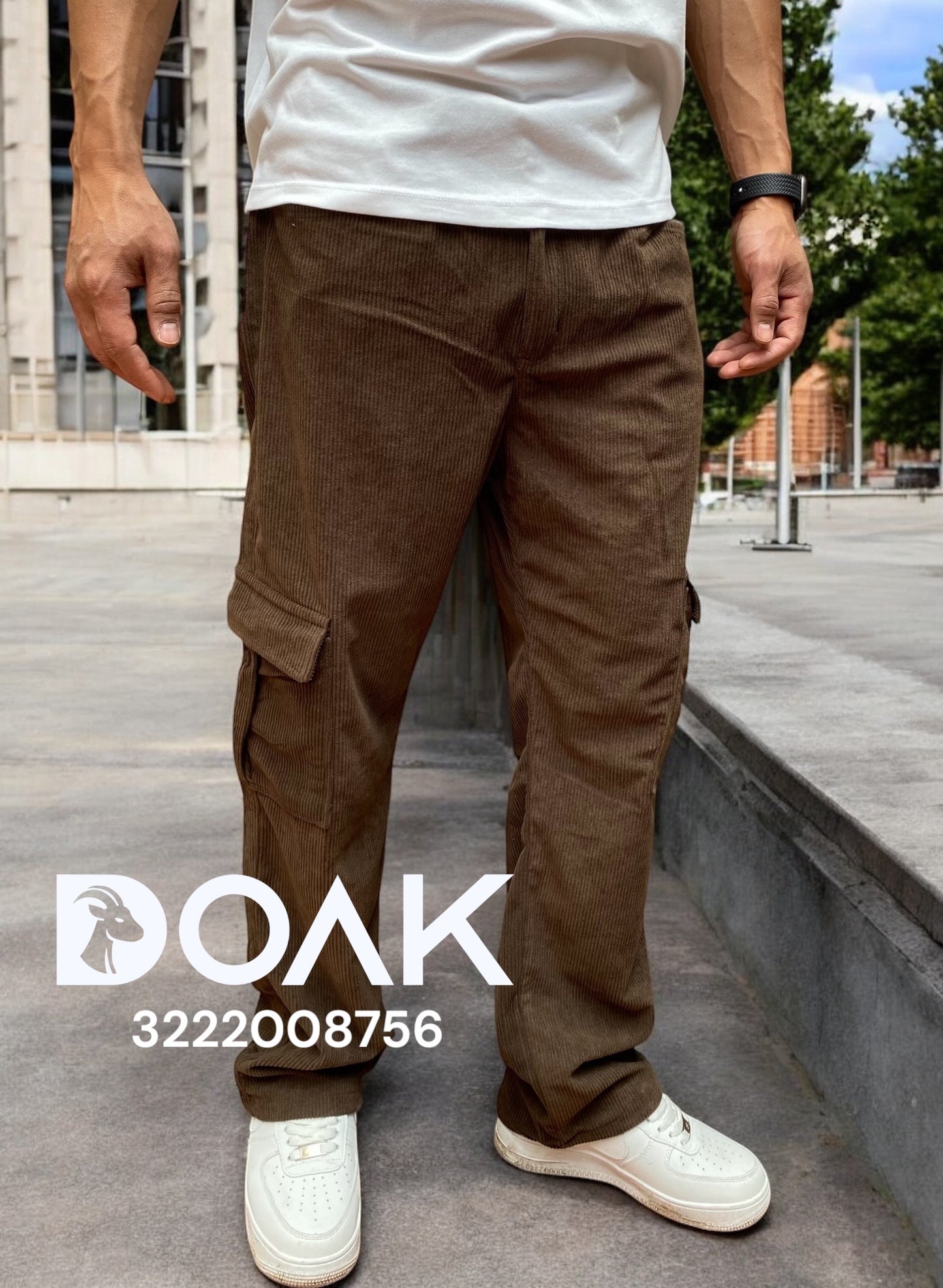 Pantalon cargo tela pana