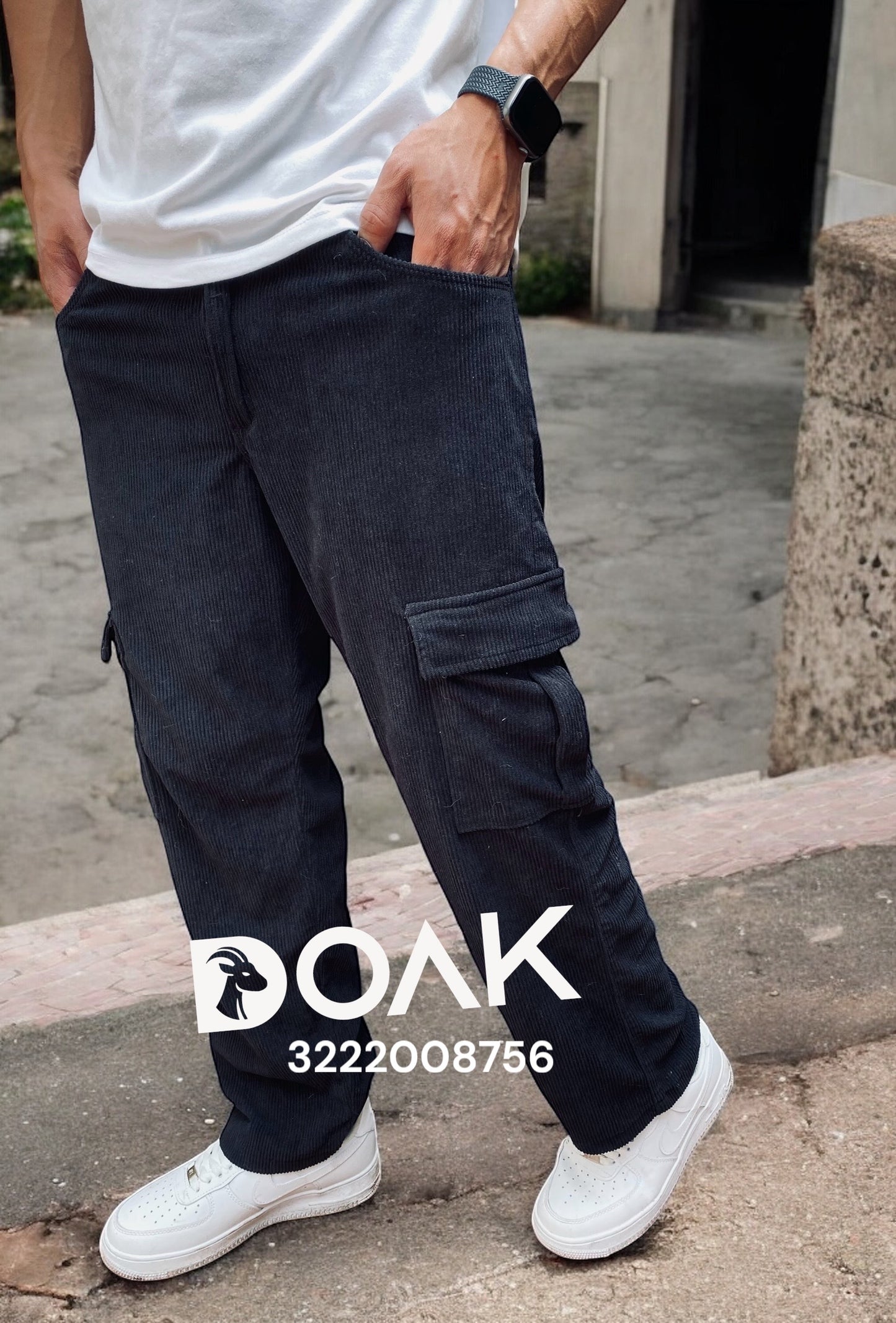 Pantalon cargo tela pana