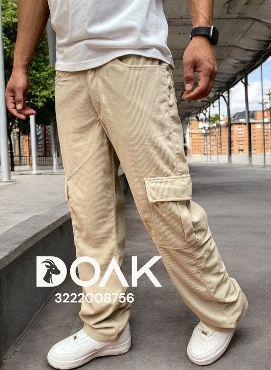 Pantalon cargo tela pana