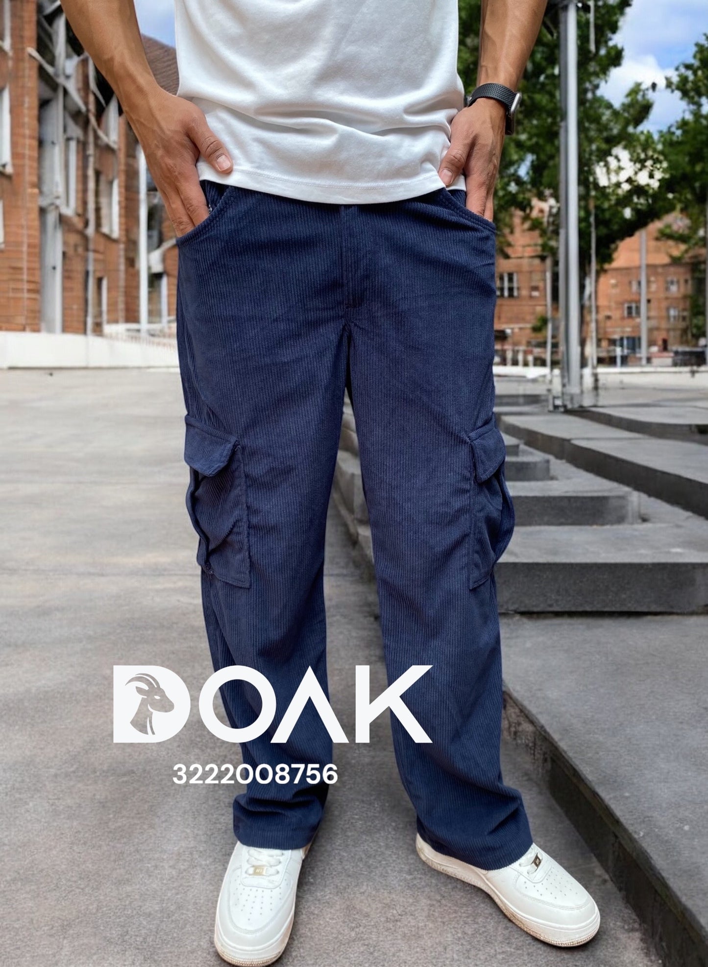 Pantalon cargo tela pana